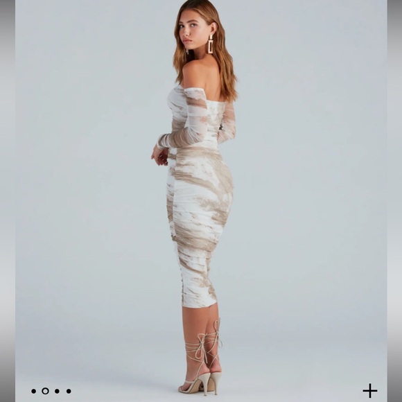 Windsor - Living A Dream Marble Off-The-Shoulder Midi Dress - NWT - XS - Picture 4 of 6